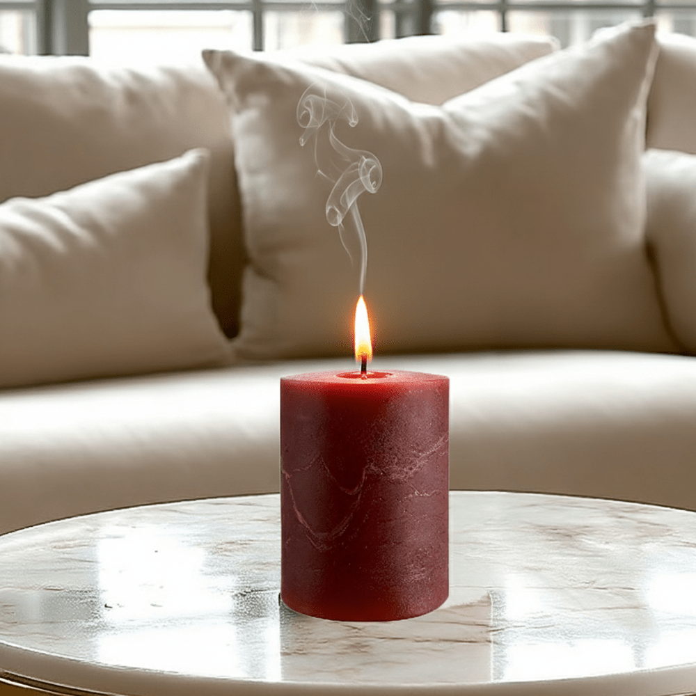 Cerise Small Burgundy Pillar Candle Accessories 