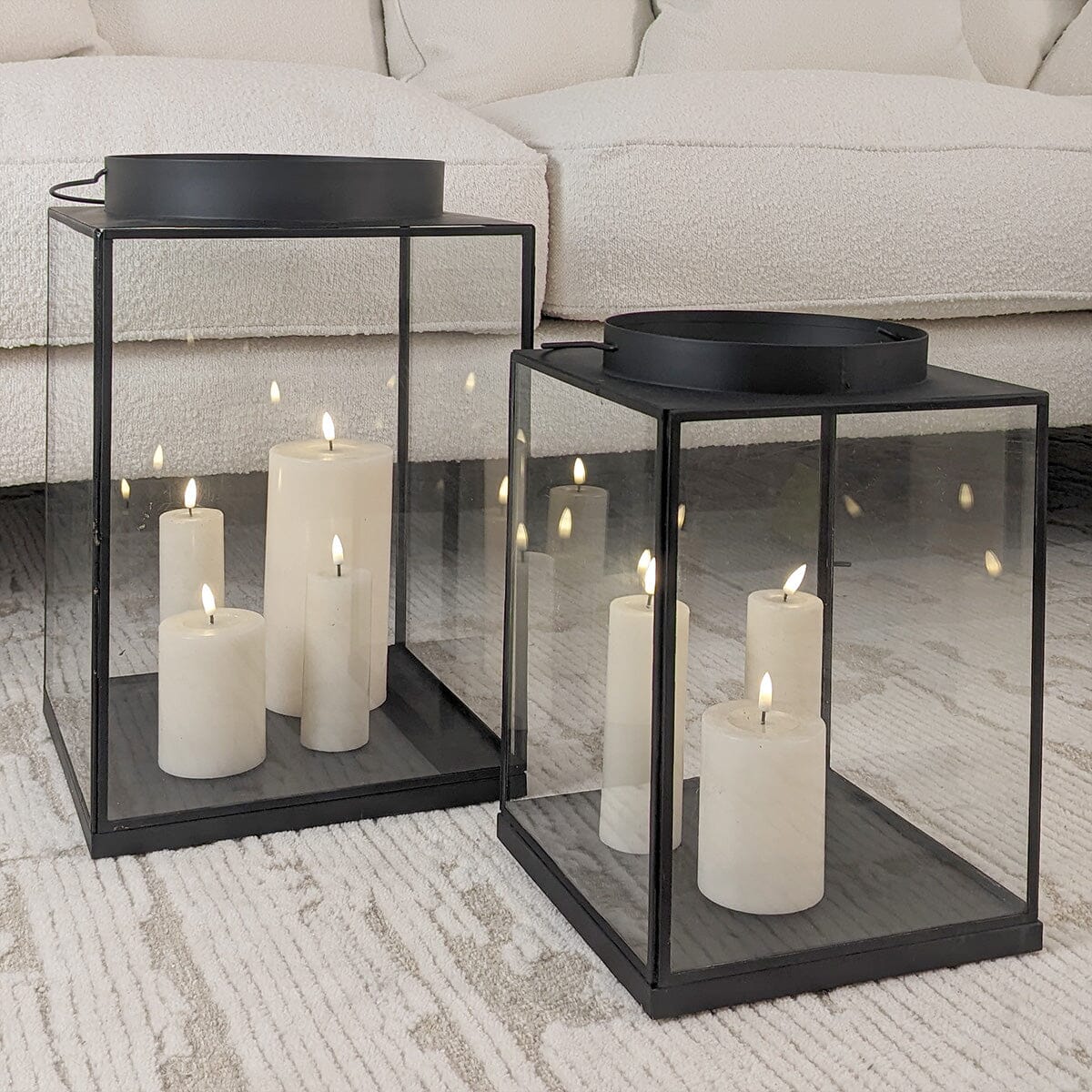 Chai Medium Black Metal & Glass Lantern Accessories 