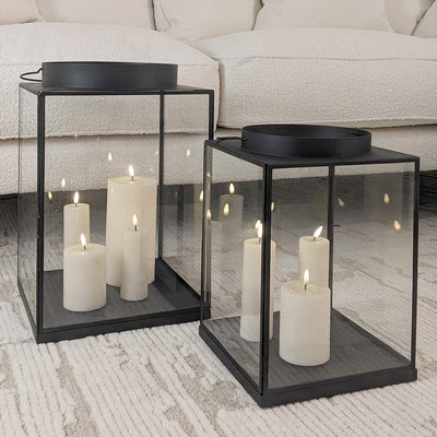 Chai Medium Black Metal & Glass Lantern Accessories 