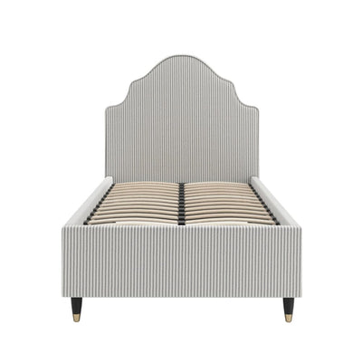 Charleston Grey Striped Luxury Curved Single Bed Beds and Headboards 