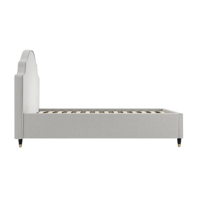 Charleston Grey Striped Luxury Curved Single Bed Beds and Headboards 