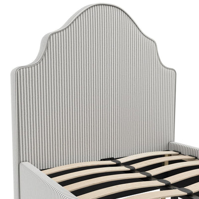 Charleston Grey Striped Luxury Curved Single Bed Beds and Headboards 