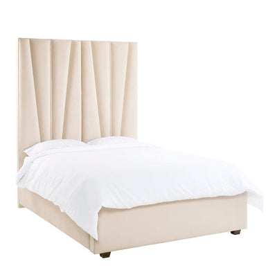 Charlotte Luxury Vanilla Velvet Upholstered Bed 
