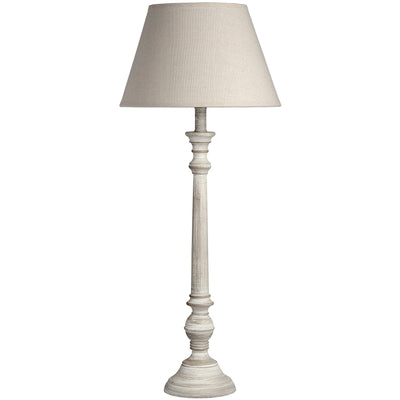 Chatsworth Tall Wooden Thin Table Lamp with Neutral Shade Lighting 