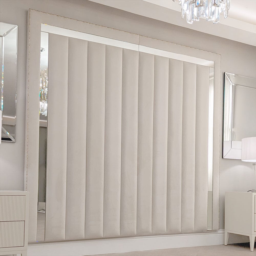 Chelsea Cream Mirrored Studded Premium Channelled Headboard Beds and Headboards 