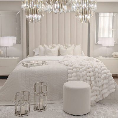 Chelsea Cream Mirrored Studded Premium Channelled Headboard Beds and Headboards 