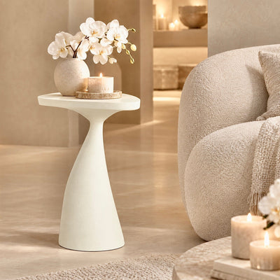 Chelsie Cream Curved Accent Side Table Furniture 