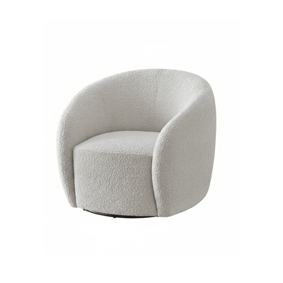 Chloe Curved Cream Teddy Boucle Swivel Chair Furniture 