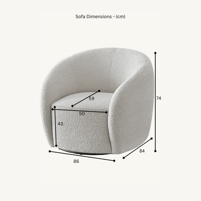 Chloe Curved Cream Teddy Boucle Swivel Chair Furniture 