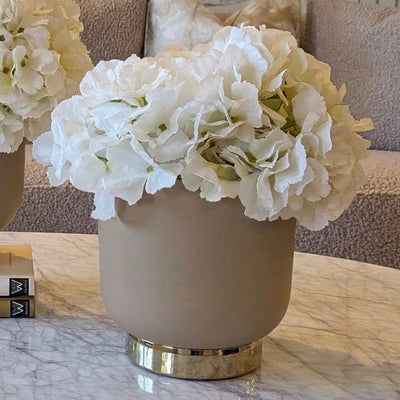 Cinzia Ceramic Taupe & Gold Planter Accessories 
