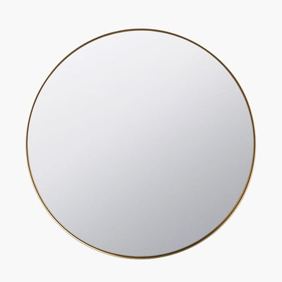 Claudia Brushed Gold Large Slim Frame Round Wall Mirror Accessories 