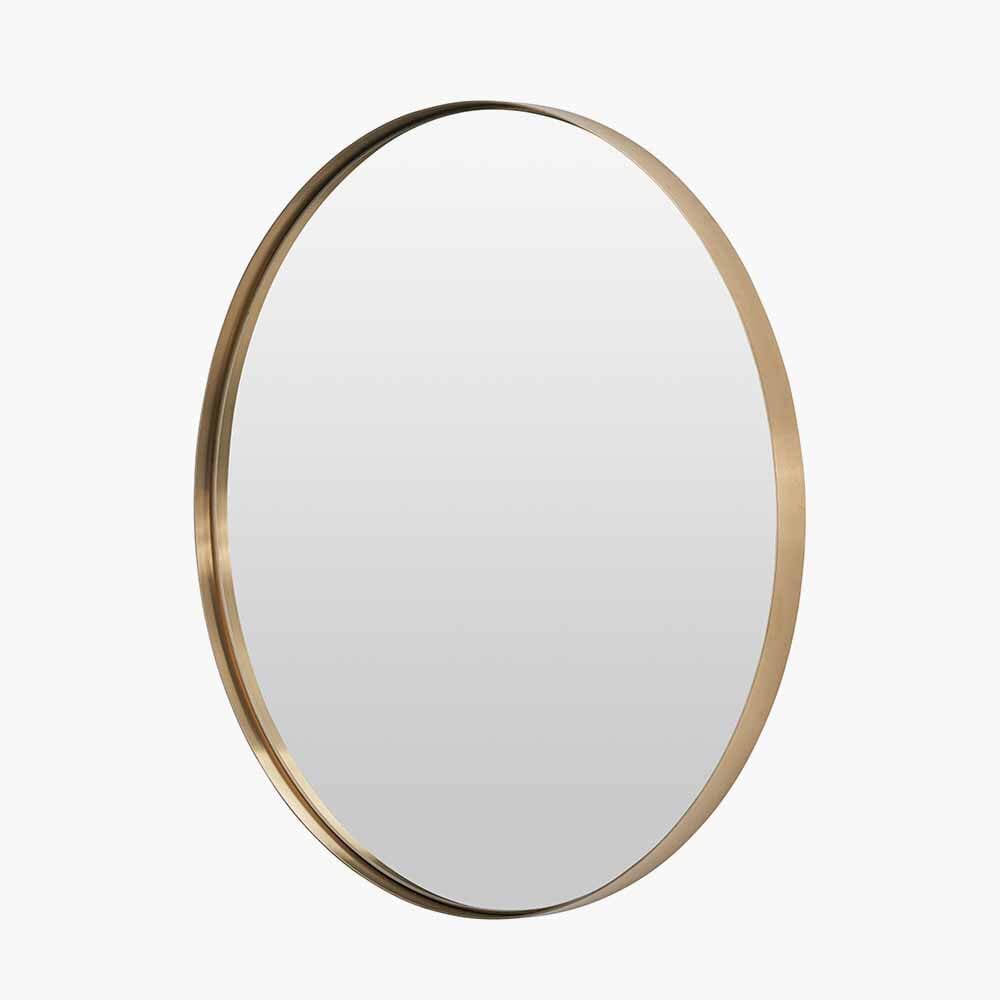 Claudia Brushed Gold Large Slim Frame Round Wall Mirror Accessories 