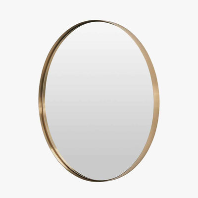 Claudia Brushed Gold Large Slim Frame Round Wall Mirror Accessories 