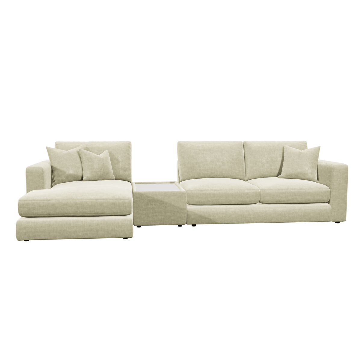 Cleo Luxe Chenille Pearl Sofa Range Sofa Small Chaise End Left Hand Facing, with Coffee Console 