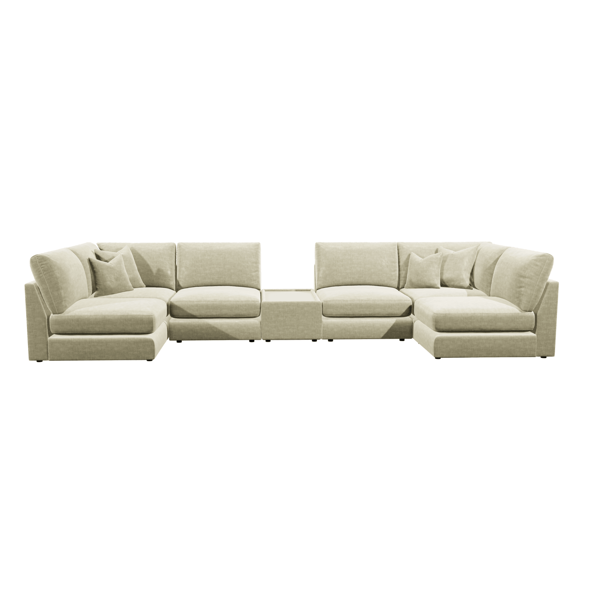 Cleo Luxe Chenille Pearl Sofa Range Sofa U Shape Open End with Coffee Console 