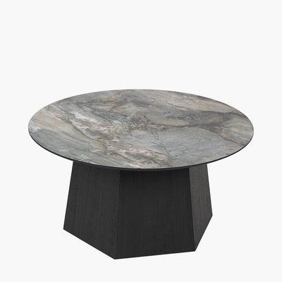 Collins Dark Brown Wooden Coffee Table with Marble Effect Top Furniture 