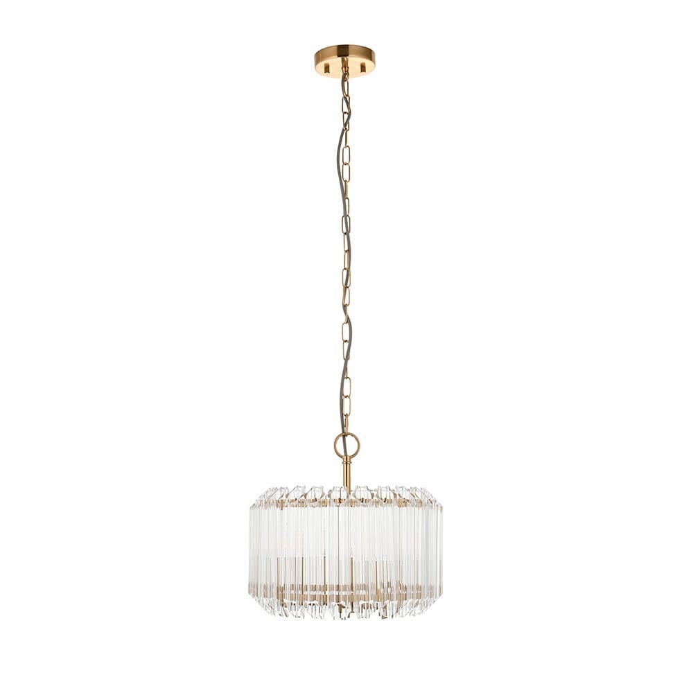 Coltrane Gold and Glass 3 Light Pendant Ceiling Light Lighting 