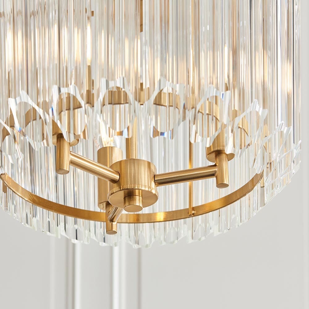 Coltrane Gold and Glass 3 Light Pendant Ceiling Light Lighting 