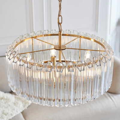 Coltrane Gold and Glass 5 Light Pendant Ceiling Light Lighting 
