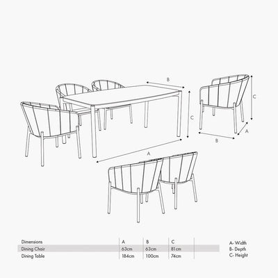 Coppola Putty Outdoor 6 Seater Dining Set Outdoor 