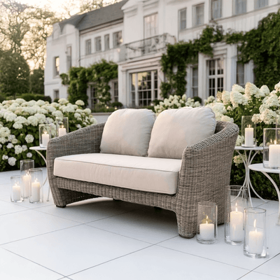 Cotswold Outdoor 2 Seater Neutral Wicker Sofa Outdoor 