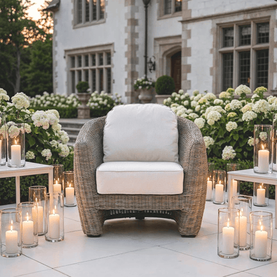 Cotswold Outdoor Neutral Wicker Armchair Outdoor 