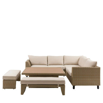 Cove Outdoor Large Wicker & Cream Corner Lounge Set Outdoor 