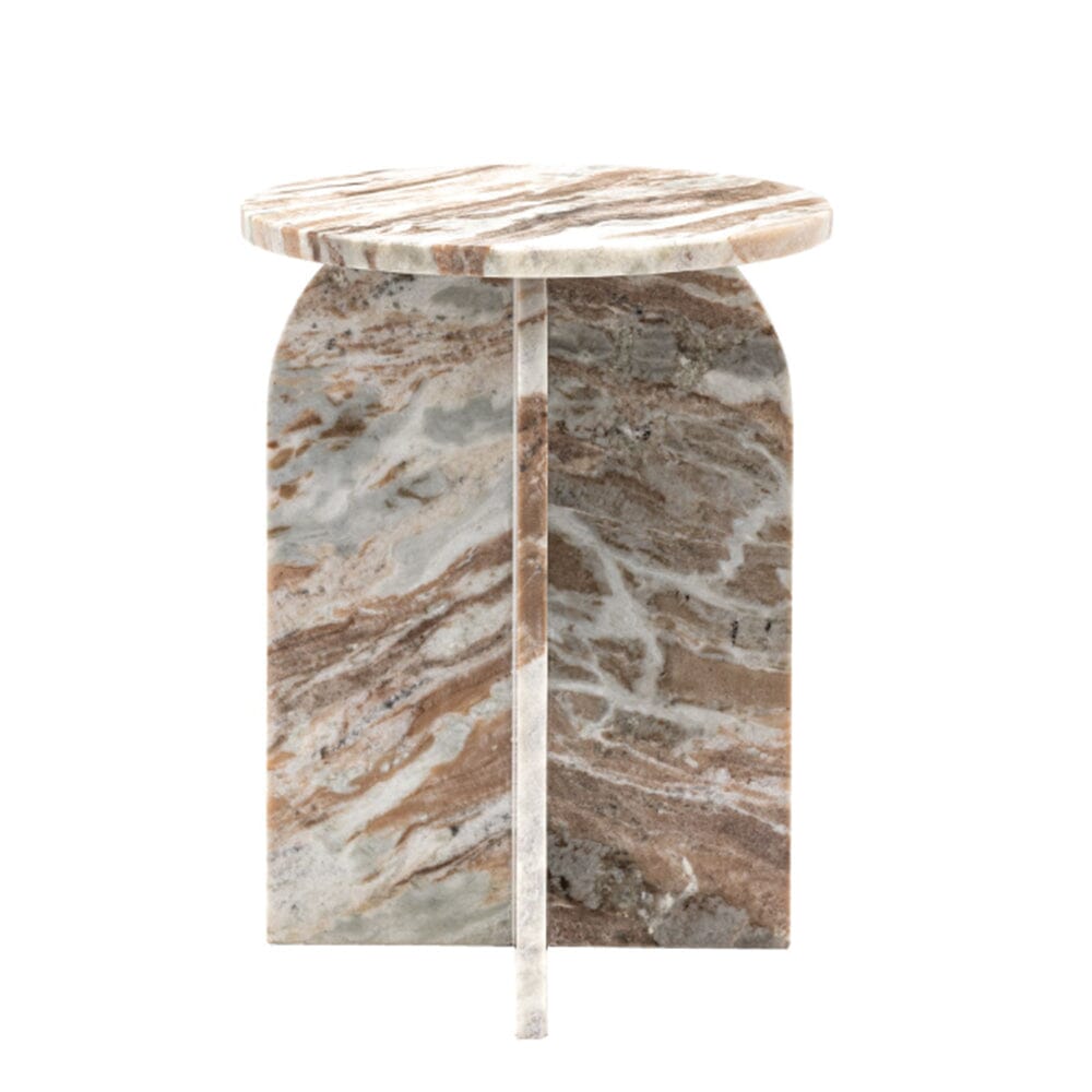 Cream & Coffee Abstract Natural Marble Side Table Furniture 