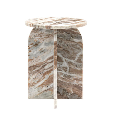 Cream & Coffee Abstract Natural Marble Side Table Furniture 