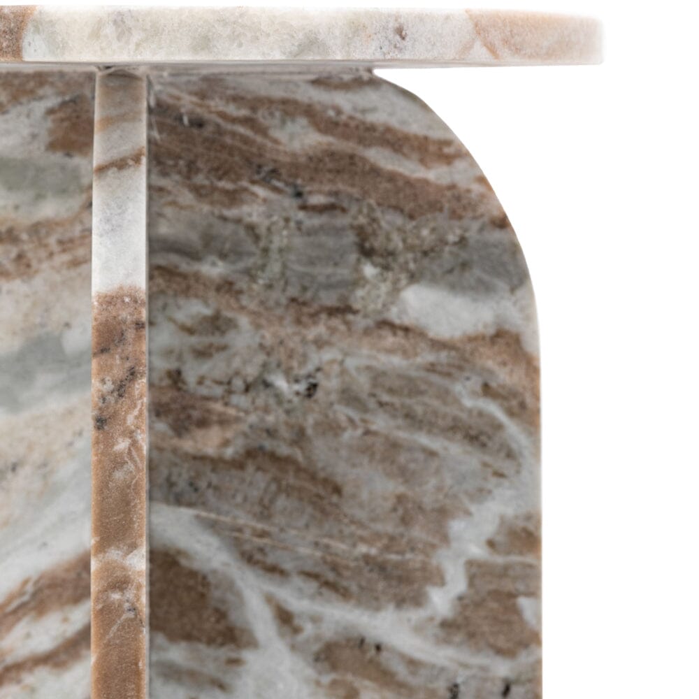 Cream & Coffee Abstract Natural Marble Side Table Furniture 