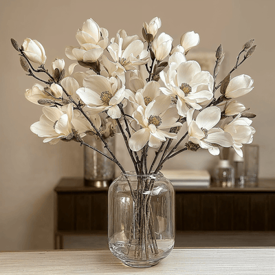 Cream Faux Magnolia Branch Single Stem Floral Accessories 