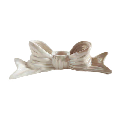 Cream Pearlescent Decorative Bow Candlestick Holder Accessories 