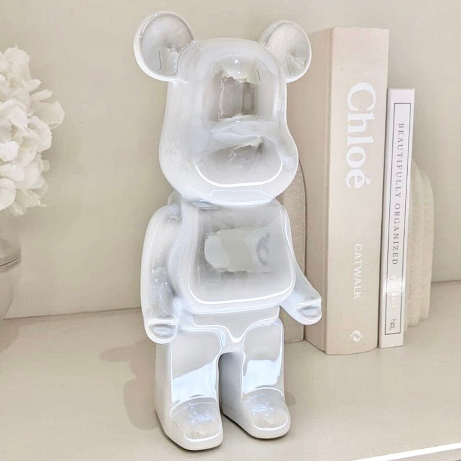 Cream Pearlescent Standing Bear Ornament Accessories 