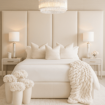 Cream Velvet Double Width Individual Upholstered Headboard Wall Panel - 90cm Beds and Headboards 