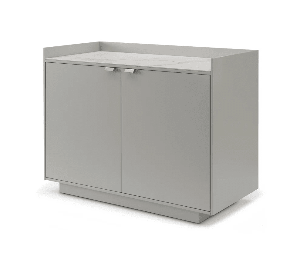 Cyra Luxury Beige Oak 2 Door Sideboard with Marble Top Furniture 
