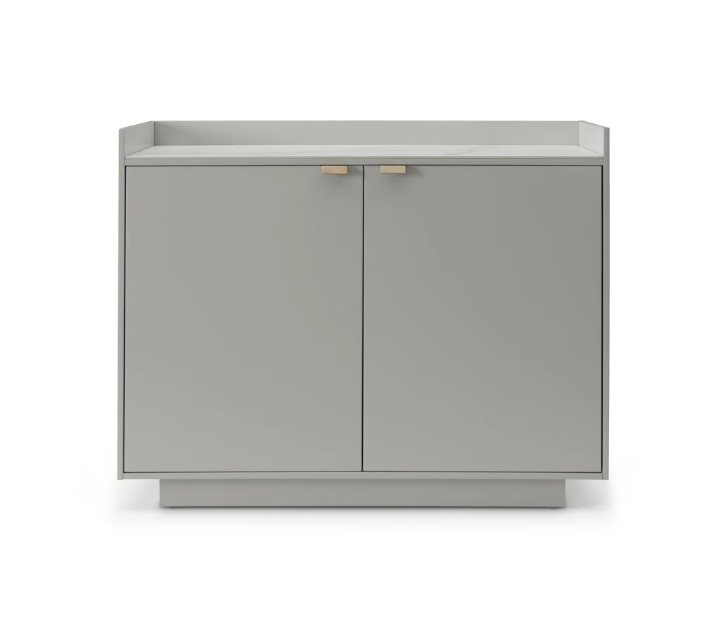 Cyra Luxury Beige Oak 2 Door Sideboard with Marble Top Furniture 