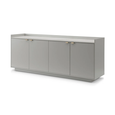 Cyra Luxury Beige Oak 4 Door Sideboard with Marble Top Furniture 