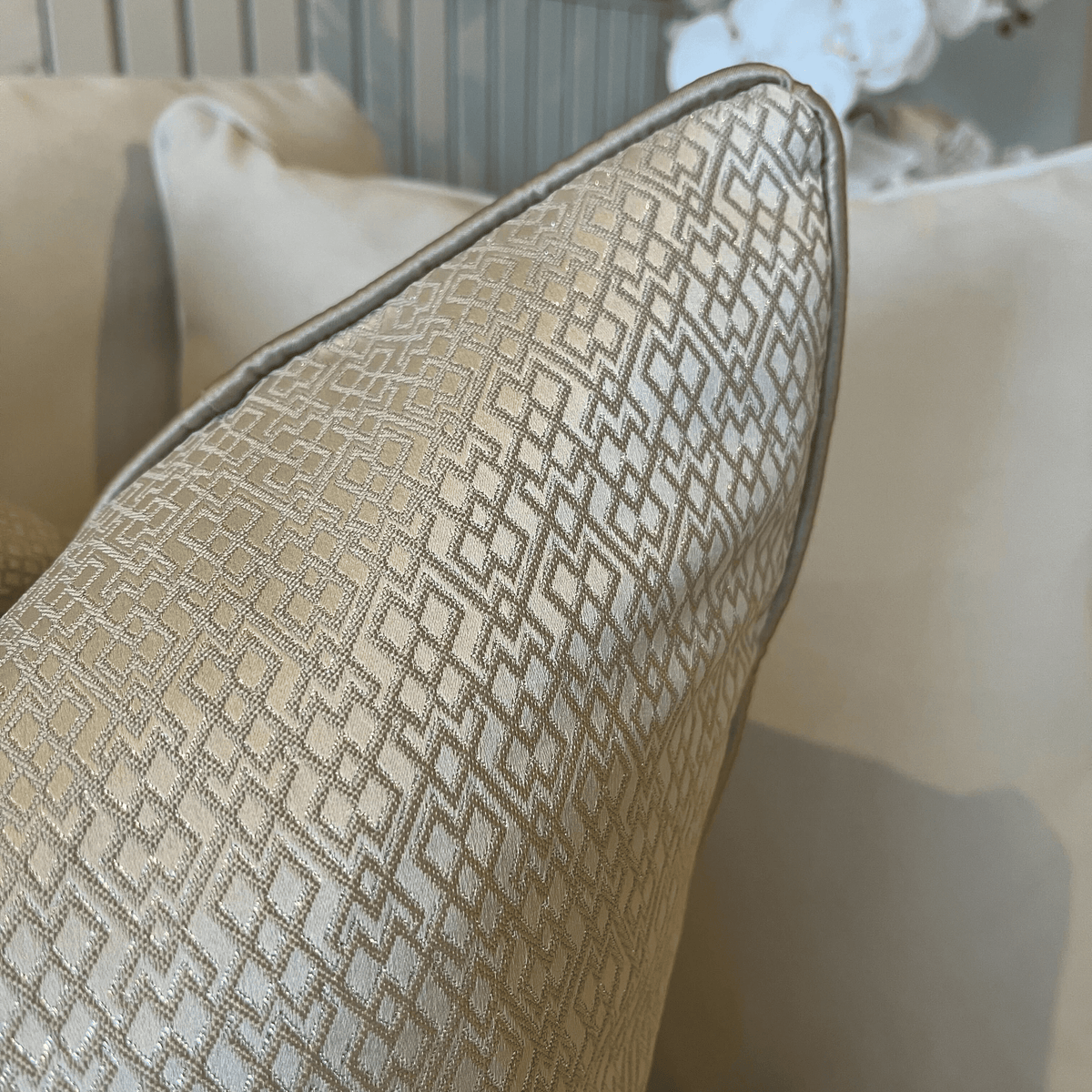 Cyrene Taupe Metallic Geometric Cushion Cover - 50x50cm Textiles 