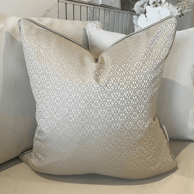 Cyrene Taupe Metallic Geometric Feather Filled Cushion - 50x50cm Textiles 