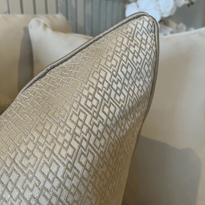 Cyrene Taupe Metallic Geometric Feather Filled Cushion - 50x50cm Textiles 