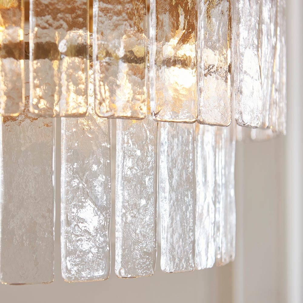 Daphne Gold & Rippled Glass 5 Light Chandelier Lighting 