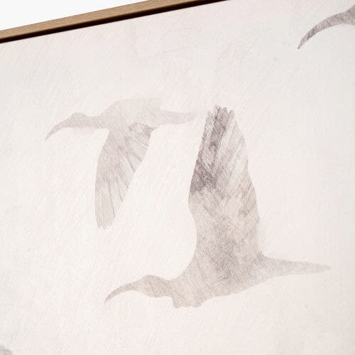 Darina White Birds Canvas Wall Art with Natural Frame - Set of 3 Accessories 