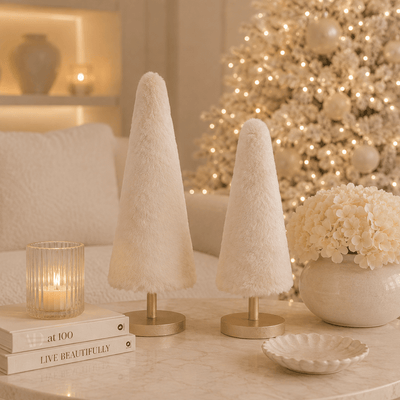Decorative Faux Fur Cream Christmas Tree Ornament Accessories 