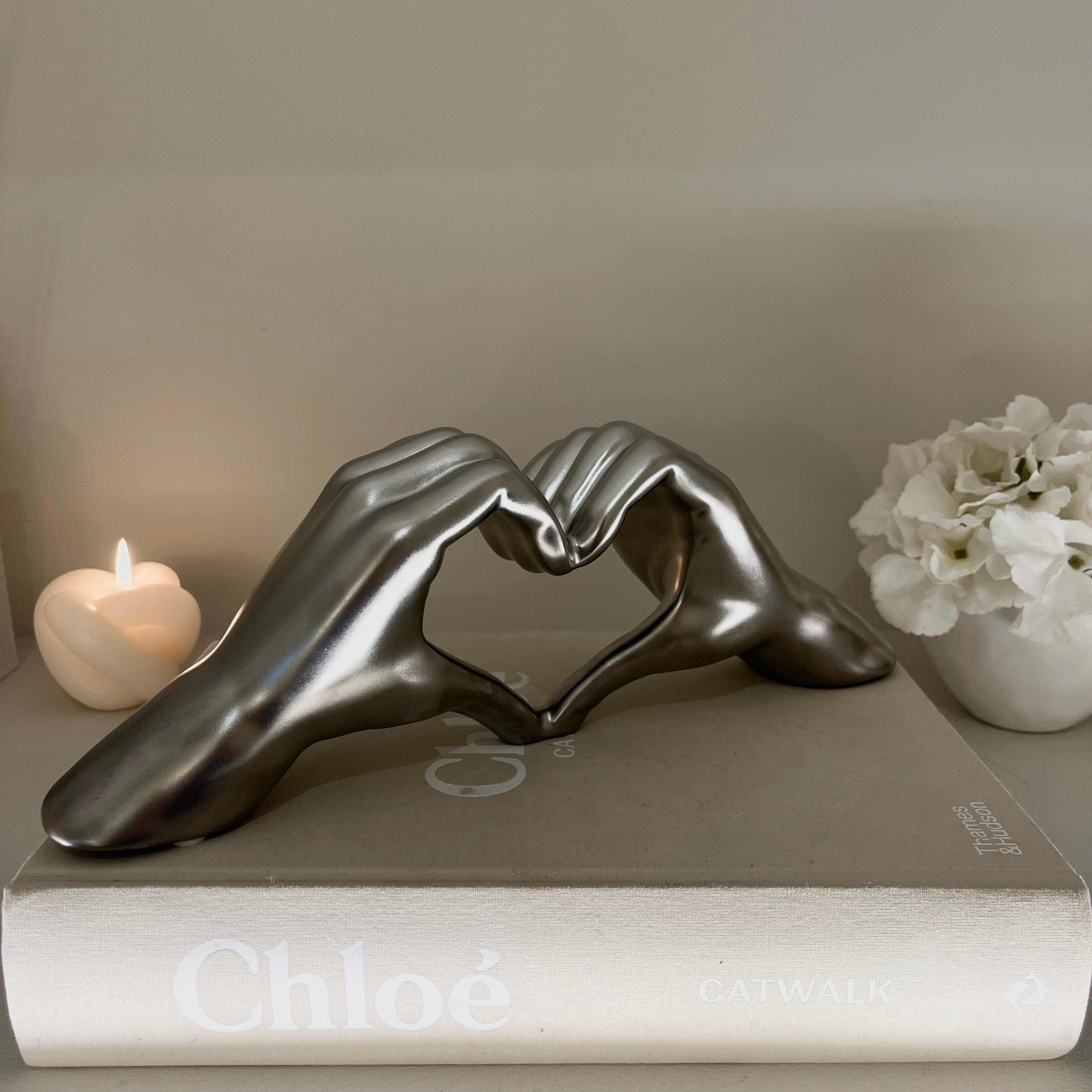Decorative Silver Heart Hands Ornament Accessories 