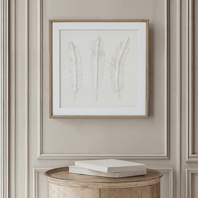 Delilah Square White Feathers Textured Framed Wall Art Accessories 