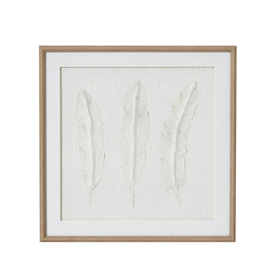 Delilah Square White Feathers Textured Framed Wall Art Accessories 