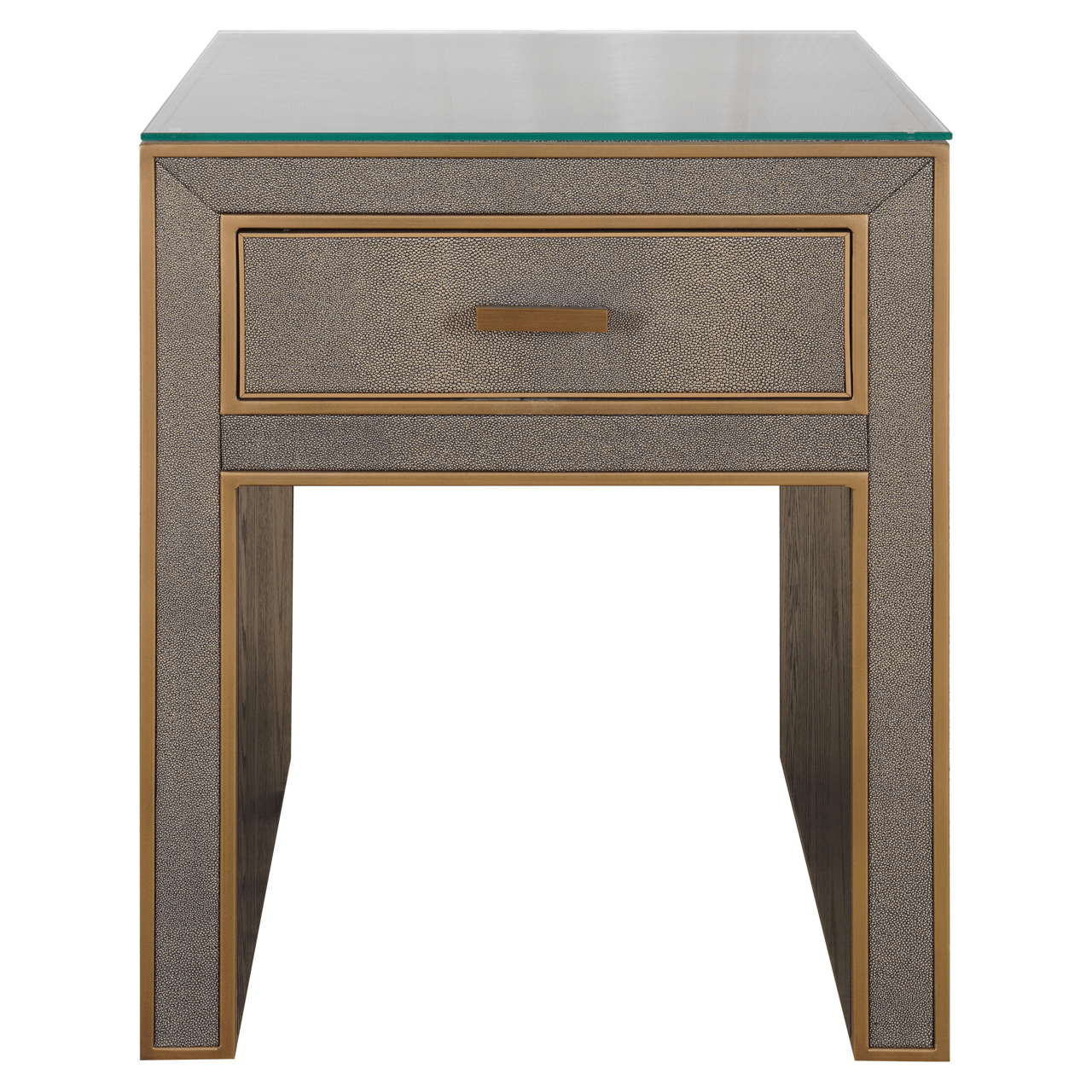 Demilla Luxury Shagreen 1 Drawer Bedside Table with Glass Top Furniture 