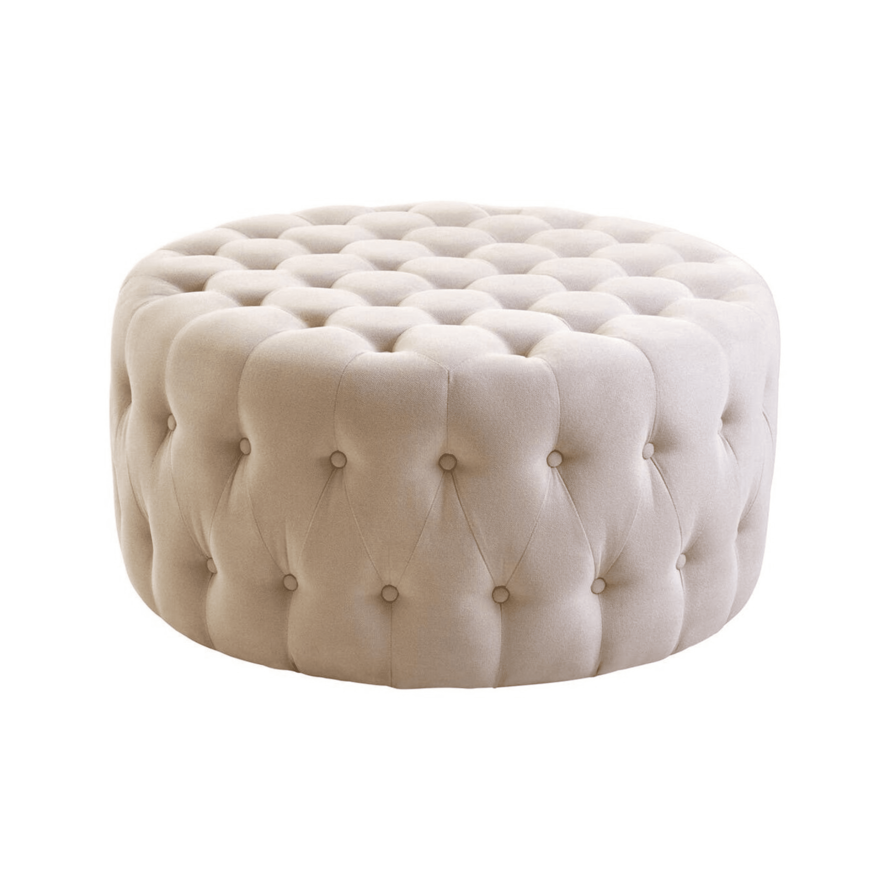Diele Beige Velvet Round Tufted Footstool Furniture 