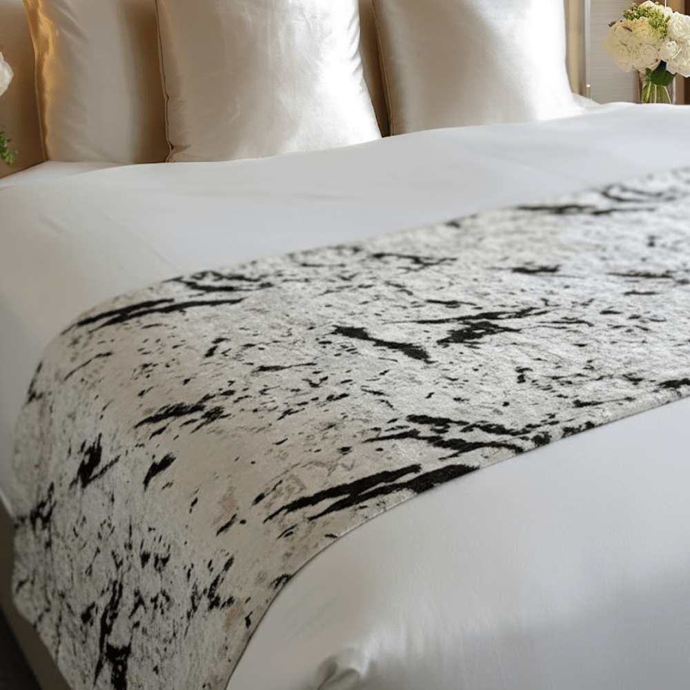 Dionne Cream & Black Abstract Print Bed Runner Textiles 