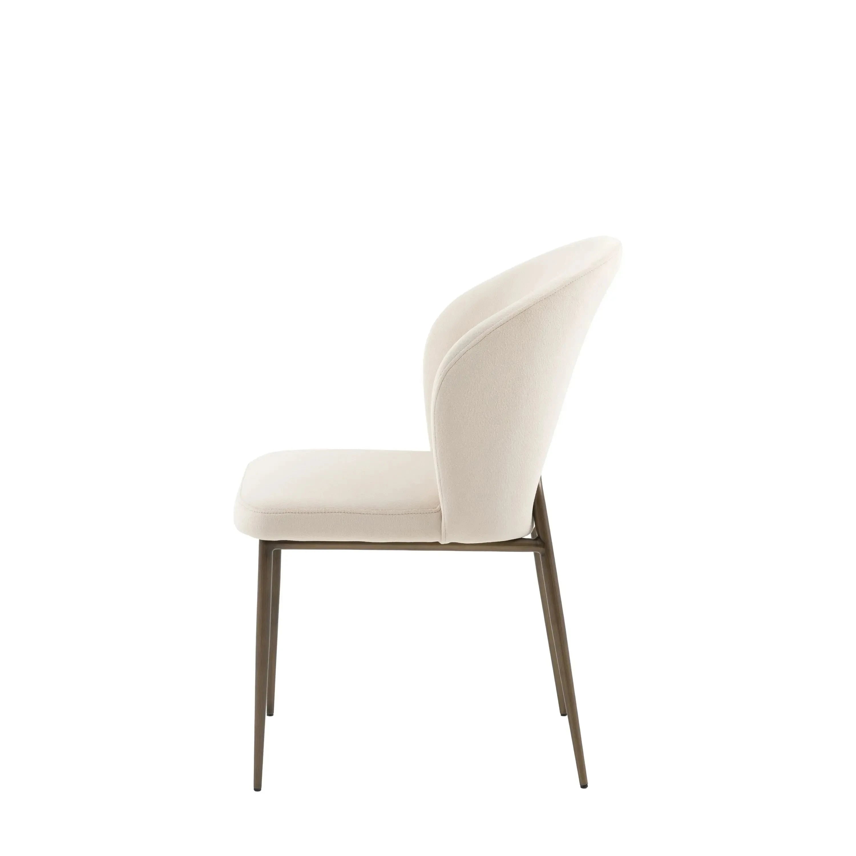 Donna Cream Velvet Dining Chair with Bronze Metal Legs- Set of 2 Furniture 